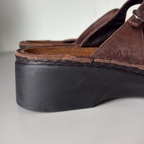 Naot Camila Brown Leather Comfort Shoes Slide Clog Mule Size 41 - Picture 3 of 10